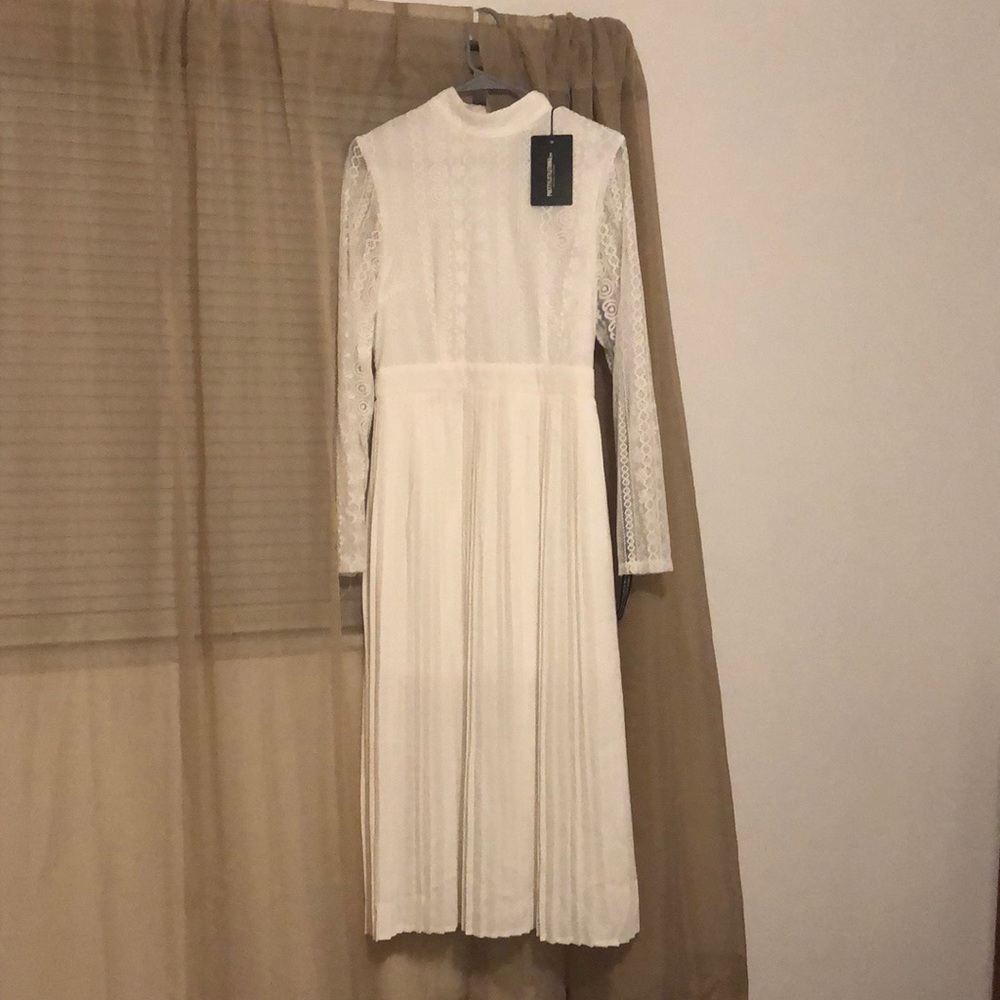 White lace midi dress